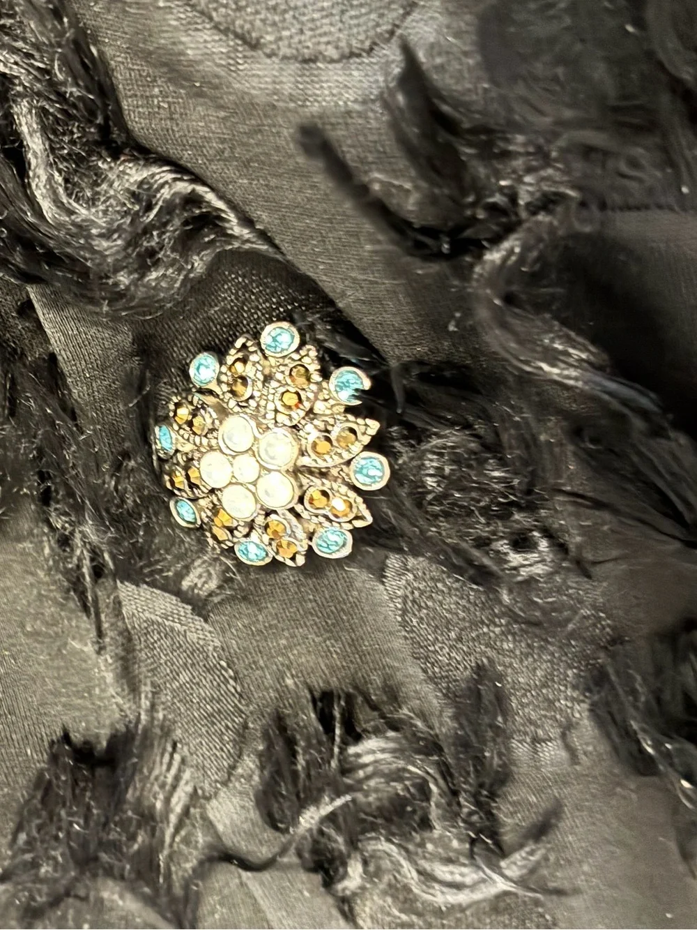 Vintage Dolce & Gabbana Black Textured Cropped Jacket with Jewel Buttons